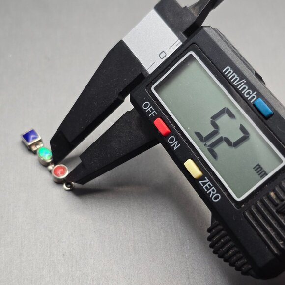 Antique Sterling Silver Multistone Pendant Sponge Coral Opal Lapis Lazuli Hinged - Picture 9 of 12